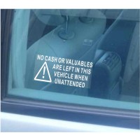 5 x Small Version-No Cash or Valuables are left in this Vehicle when unattended-Car,Van,Truck Security Warning Alarm Stickers